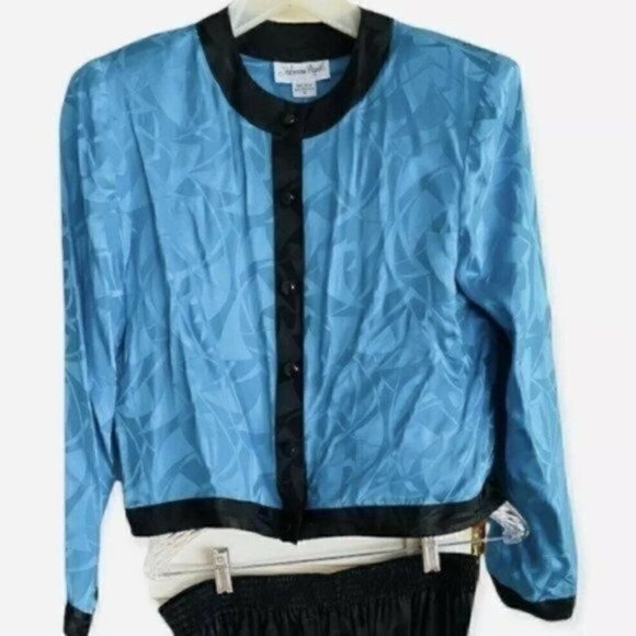 Vintage 80s NWT Adrianna Papell Blouse and Skirt Set Women’s Size 10 100% Silk - Picture 2 of 11